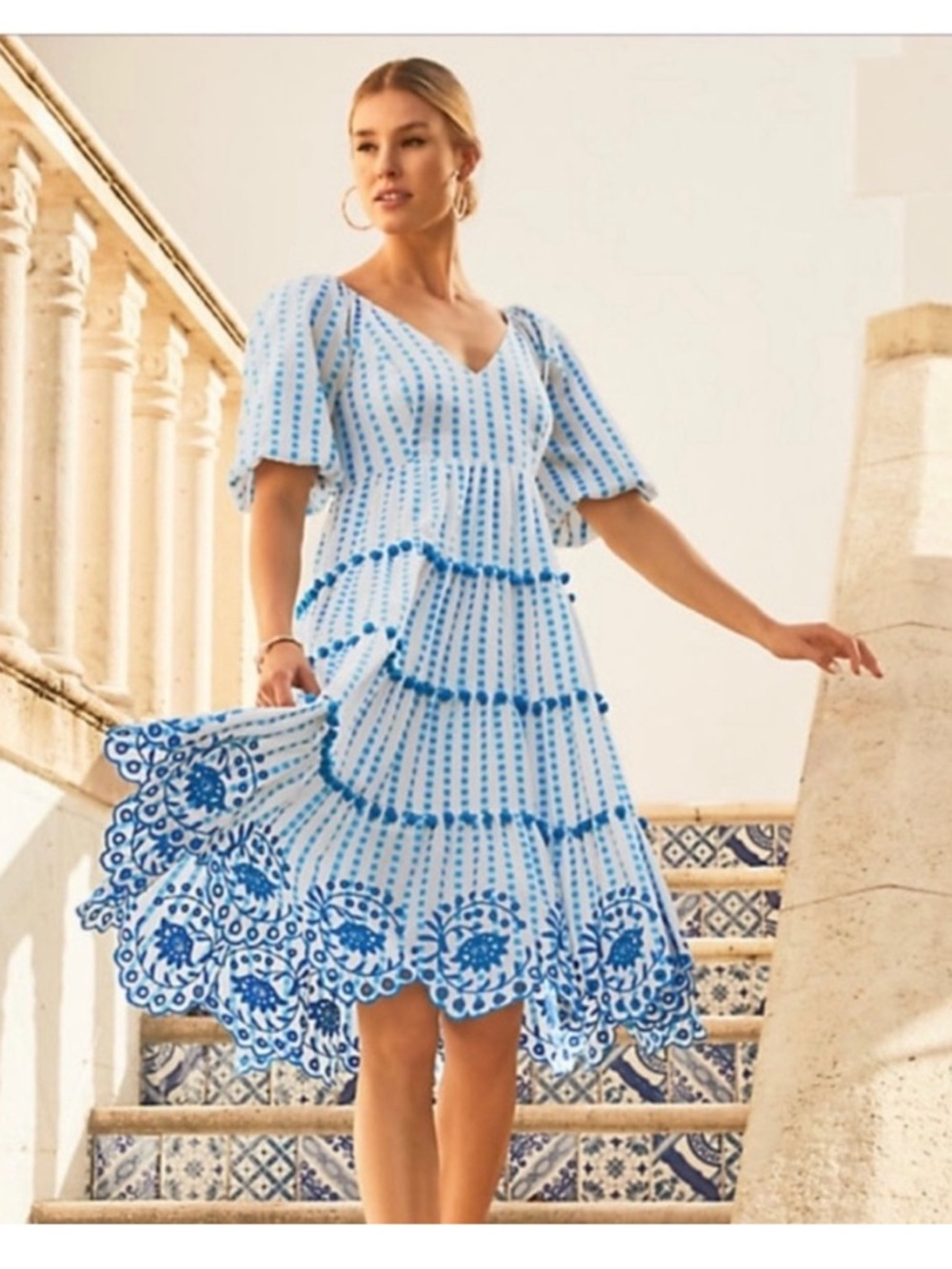 Lilly Pulitzer Sidney Midi Dress Gingham Striped Jacquard Embroidery Sz 8